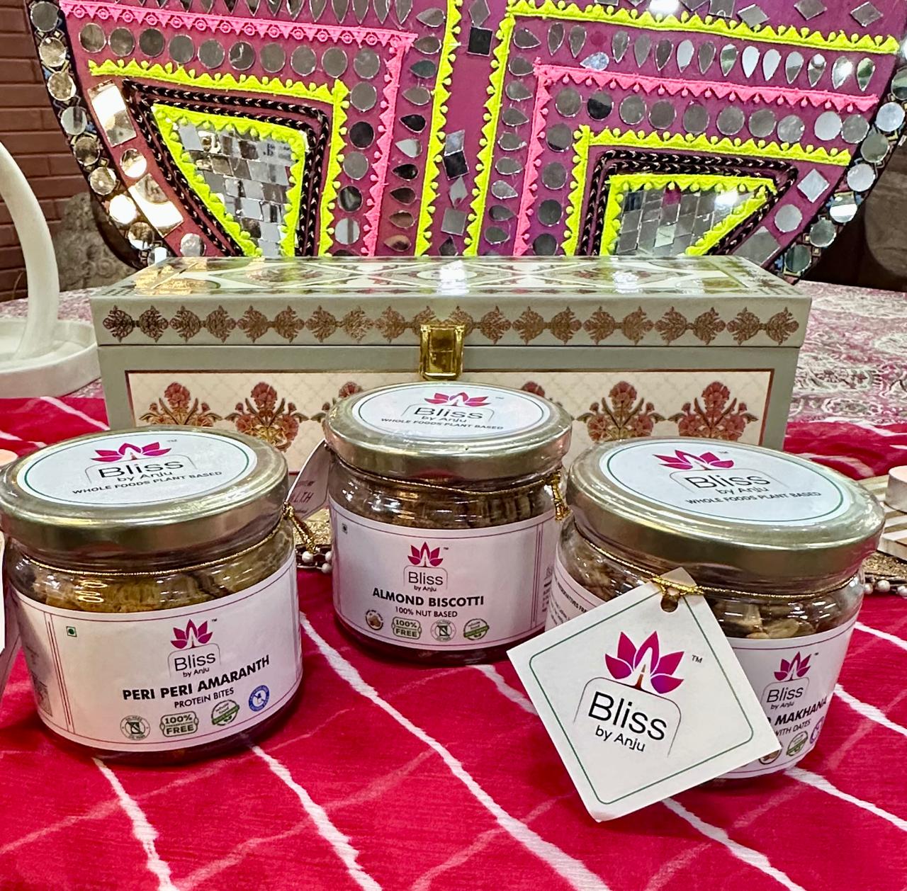 Festival of Flavors Diwali Gift Trio | Almond Biscotti, Almond Makhana Granola, Amaranth Peri Peri