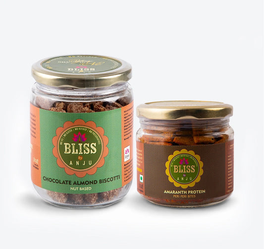 Chocolate Almond Biscotti 200g + Amaranth Protein Peri Peri Bites 150g