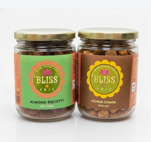 Almond Biscotti Nut Based 200g + Achari Channa Trail Mix 200g