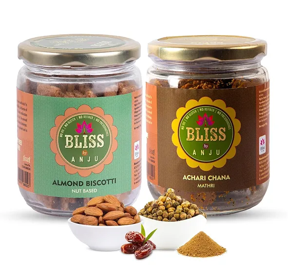 Almond Biscotti Nut Based 200g + Achari Channa Mathri 200g