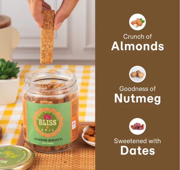 Almond Biscotti Nut Based 200g + Achari Channa Mathri 200g