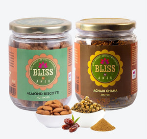 Almond Biscotti Nut Based 200g + Achari Channa Mathri 200g
