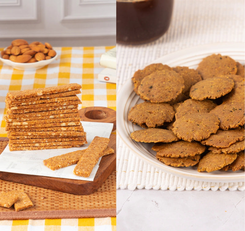 Almond Biscotti Nut Based 200g + Achari Channa Mathri 200g