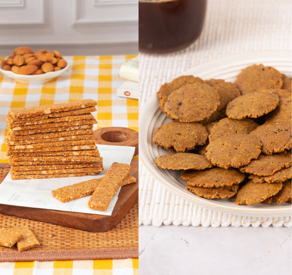 Almond Biscotti Nut Based 200g + Achari Channa Mathri 200g