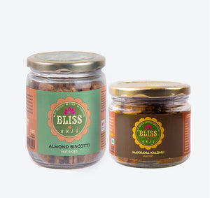 Almond Biscotti Nut Based 200g + Makhana Kalonji Mathri 150g