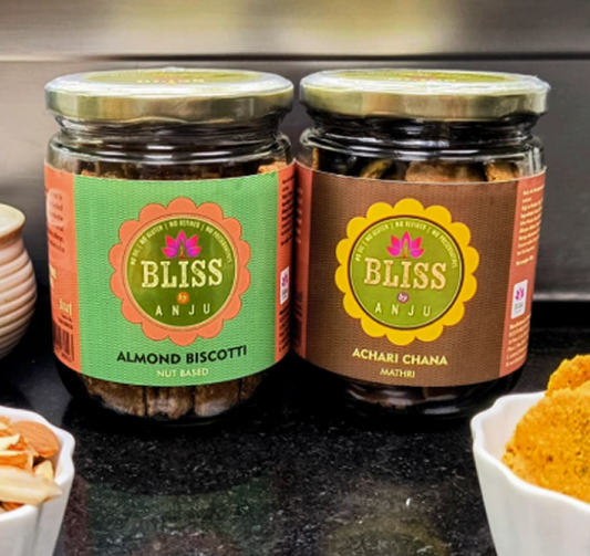 Almond Biscotti Nut Based 200g + Achari Channa Mathri 200g