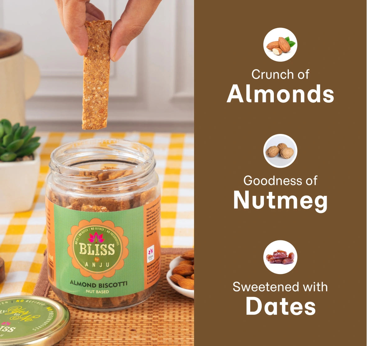 Almond Biscotti Nut Based 200g + Makhana Kalonji Mathri 150g